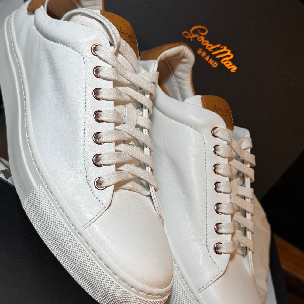 The Good Man Brand Legend Nappa Leather Sneaker White Vachetta Size 9.5  NIB